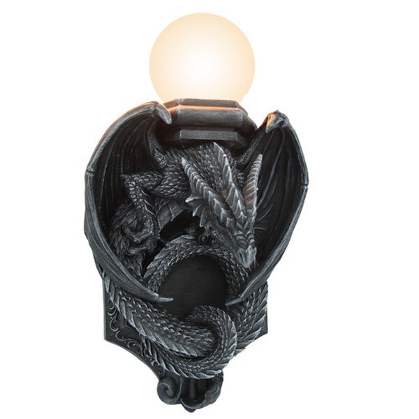 Dragon Curled Up Wall Sculpture Lamp Hallway Lighting Gothic Decorative
